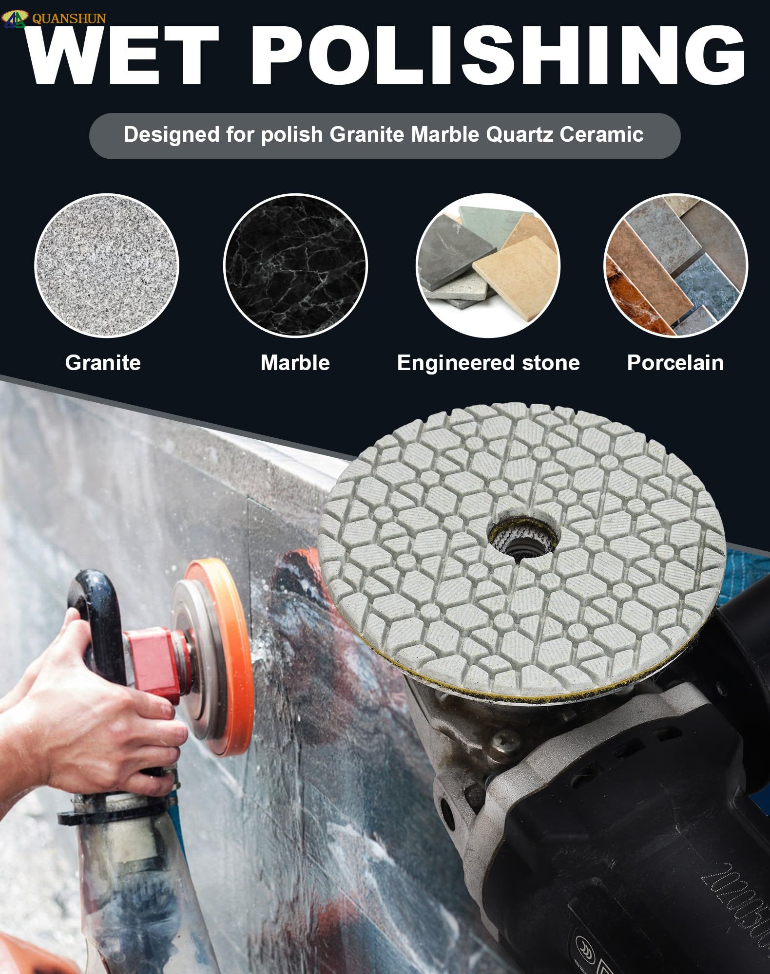 Flexible Wet Granite Diamond Polishing Pads for Angle Grinder